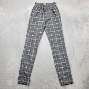 Hollister Pants Women Size XS Grey Plaid Skinny Ultra High Rise Work Extra Small